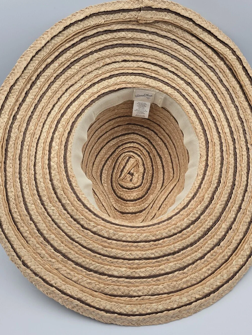Women's Universal Thread Goods Co. Wide Brim Tan Brown Striped Sun Hat